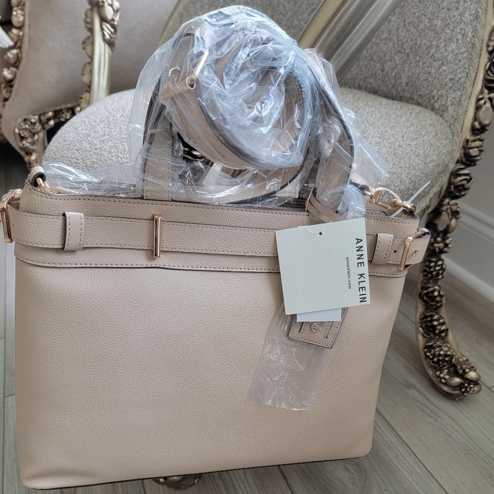 Anne Klein Women's Belted Cream Shoulder Bag